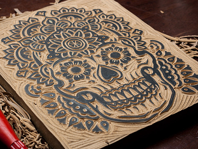 The Mandala Skull - Block Print art block print design illustration linocut mandala mandala skull skull sugar skull