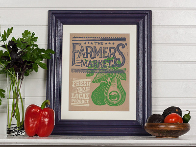 The Farmers Market Collection - Block Prints americana art avocado block print design farmers market illustration linocut