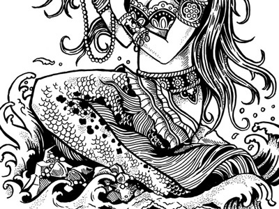 Cambodian Mermaid americana art beauty cambodia cambodian castle derrick derrick castle design drawing graphic design illustration mermaid nashville nashvillemafia nautical sea straw castle