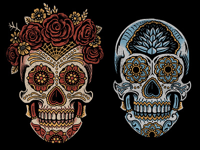 Saint Añejo - Sugar Skulls art design dia de los muertos illustration nashville saint añejo skull sugar skull
