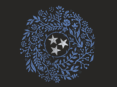 Tennessee - The Tristar State americana art design floral illustration ornamental tennessee tristar