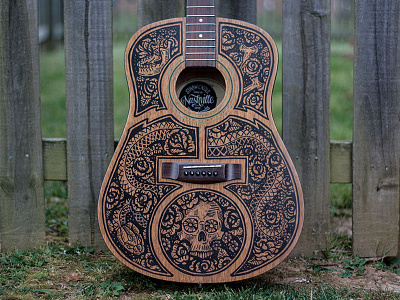 Acoustic Guitar - Sharpie Art acoustic art design guitar illustration mexican nashville saint anejo sharpie skull snake