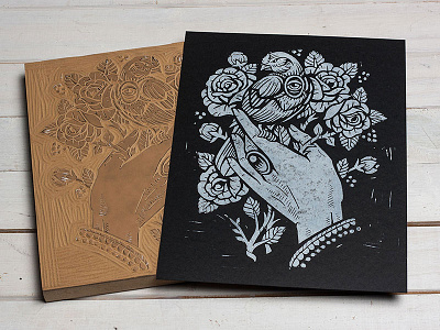 Floarea's Hand - Block Print art block print design illustration linocut linoprint tattoo