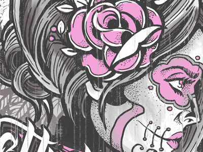 Dead love americana art castle derrick castle design drawing folk heart illustration mexican muertos roses tattoo