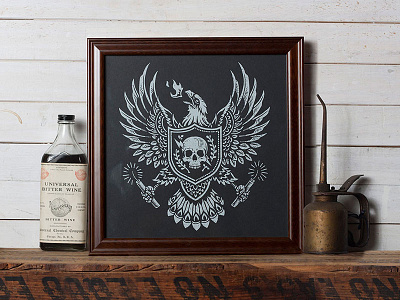 Burning Eagle - Limited Edition Print americana art design eagle flash illustration print screen print tattoo