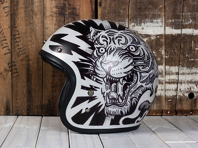Electric Predators - Motorcycle Helmet Flip side americana art design electric helmet illustration motorcycle predators sharpie
