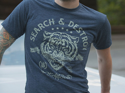 Search & Destroy - T-shirt americana apparel art design illustration motorcycle search destroy t shirt tee tiger