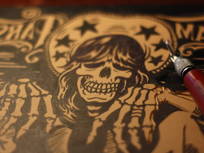 Gram Parsons Lino Block