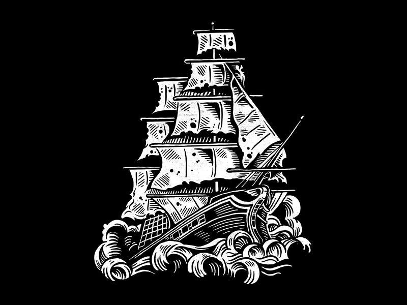 Clipper Ship - Nautical Flash americana ship sea clipper nautical tattoo flash clip art illustration design art