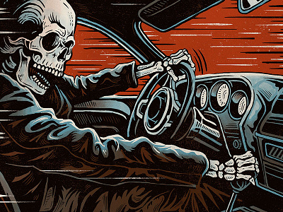 Death Racer - Screen Print art challenger death death racer design illustration muscle car racer skeleton skull