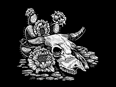 Cactus Blossom americana art blossom cactus desert design flash illustration skull vector