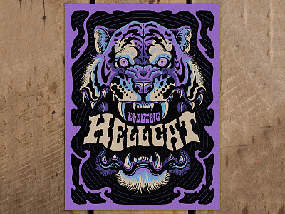 Electric Hellcat - Screen Print art design electric hellcat illustration print psychedelic screenprint tiger