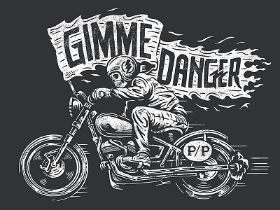 Gimme Danger americana art bike biker danger design illustration motorcycle skeleton skull