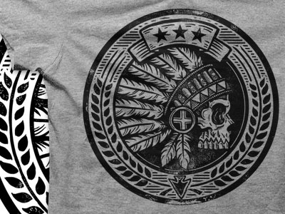 Native Headdress Tee americana arrow head art castle derrick derrick castle design drawing feathers graphic design headdress illustration nashville nashvillemafia native native american skull straw castle t shirt tee tribal