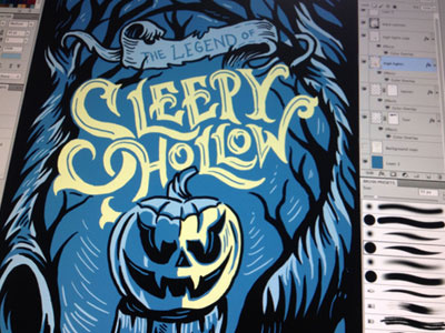 Legend of Sleepy Hollow - Color Study americana art castle derrick derrick castle design drawing graphic design halloween illustration jack o lantern nashville nashvillemafia sleepy hollow straw castle
