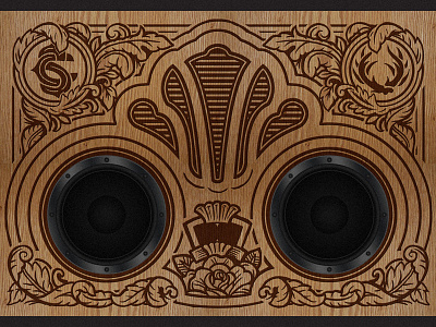Wood Engraved Boombox