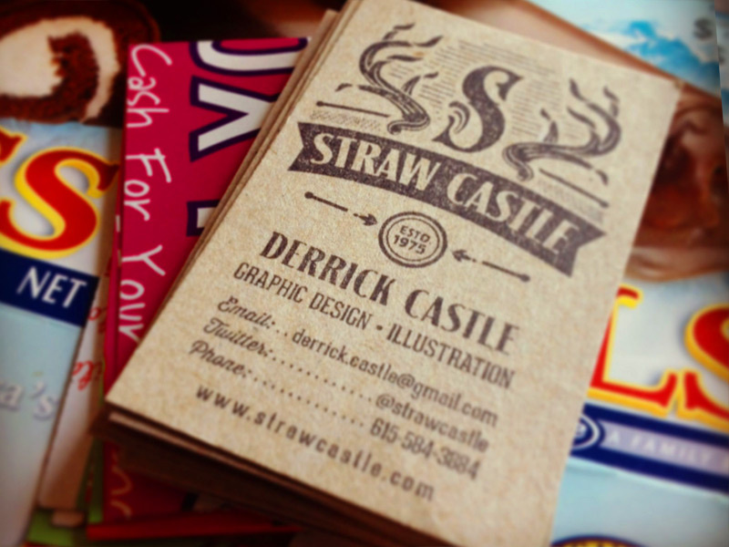 Business Card - Stamp derrick castle derrick straw castle nashvillemafia design graphic design illustration art americana nashville drawing castle branding typography antlers business card stamp treats