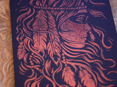 Burning Feather - Block Print