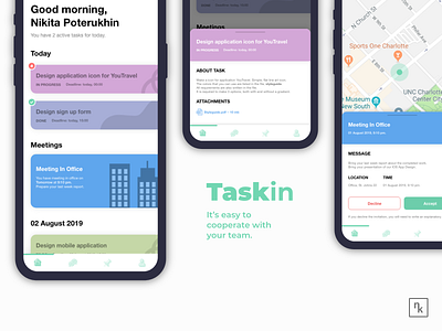Design Team Cooperation Mobile Application - Taskin application design mobile app mobile app design mobile ui slack taskin trello trend