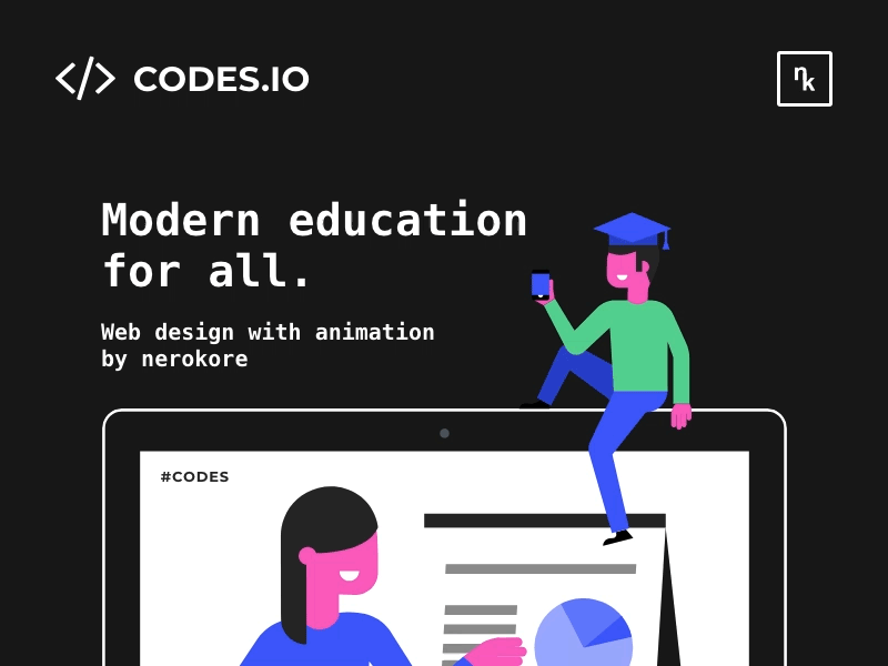 Web Design online modern education courses - Codes.io animation courses education education website gif graphic design illustrations likeforlike modern modern design online trend web design website website design