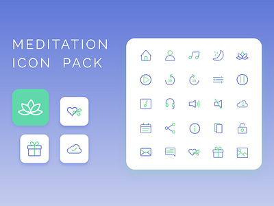 Meditation Icon Pack blue calm green icon icon pack illustrator meditation