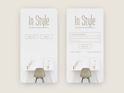 Daily UI 01 -Sign Up android app daily ui daily ui 001 furniture iphone login sign up ui uiux ux