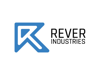 Rever Industries arrow design direction letter logo r upward