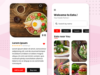 Eato.! Online Food Booking Mobile App app design designs dribbble foodie hotel booking joyat list mobile mobile ui restaurant restaurant app simple travel ui ux web xd