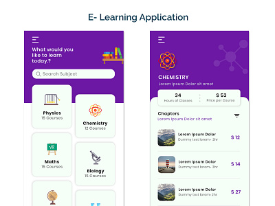 E-Learning App UI app design elearning minimal ui ux