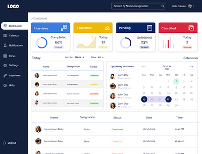 Interview management System Dashboard 2 dashboard dashboard design dashboard ui design minimal ui ux web