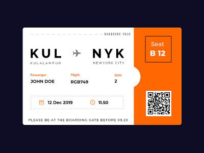 Boarding pass aeroplane app blue boarding boarding pass boardingpass flight flight app flight booking app flight ticket flights minimal orange ui xd