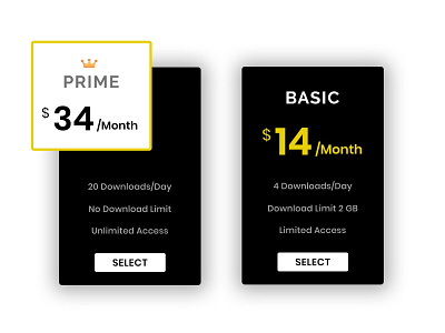 Pricing black design dribble invite minimal mobile ui packages photoshop pricing pricing page shop shots ui ux uxui uxuidesign webdesign website yellow