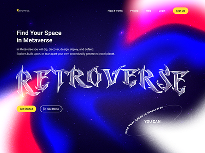 Metaverse (Retroverse) 3d design figma graphic design landing page metaverse ui webdesign