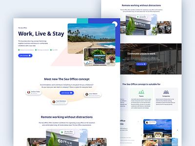 The Sea Office concept beach branding business design desktop figma freelance hotel hotelier illustration office remote sea travel ui ux work