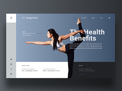 +/- magazine design health landing site sketch ui website yoga