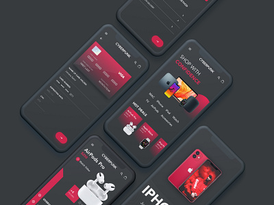 Apple reseller mobile app app apple checkout dark theme dark ui design e comerce e commerce minimal mobile app design payment shopping tech technology