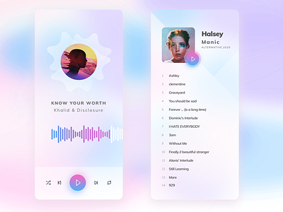 Music App app apple music application design design gradient interface minimal mobile mobile app music playlist product design soundcloud soundtrack spotify ui ux