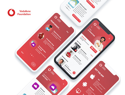 Vodafone Foundation App app branding charity design digital foundation logo minimal mobile app product design ui ux vodafone