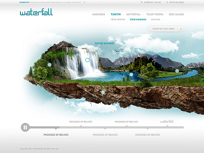 Waterfall Homepage clean download illustration island island website islands logo microsite template water waterfall web web design website