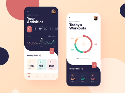 Activity Tracker activity chart activity feed activity tracker mobile app stats training app ui ui design ux workout app workout tracker