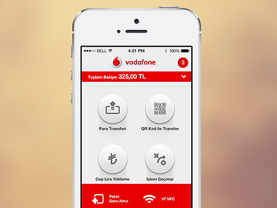 Vodafone Wallet flat home ios7 iphone main menu navigation psd vodafone wallet
