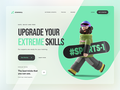 Sports Landing Page banner design extreme sports get started hero homepage landing main page sports ui ux website concept