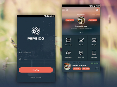 PEPSICO lnternal App android app app app flat app menu design flat app design flat menu mobile app pepsi