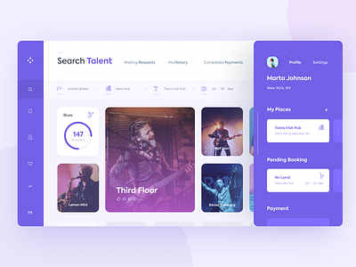 Talent Booking 🎹 booking dashboard filter find icon interface reservation search search page talent ui design ux design web web design webapp webdesign