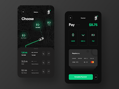 E-STATION charge station direction electric car electric cars electric station illustration interface map map mobile app navigation payment page station stats tesla ui design ux design web design