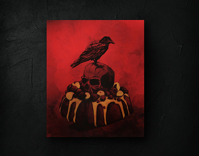 Creepy cake art artwork bird birthday cake celebration color creation dead digital draw drawing fruits graphic design illustration raven skull visual art