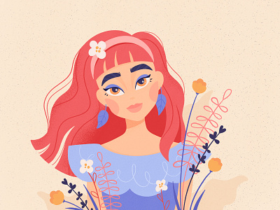 Portrait botanic caracter design flower girl illustration portrait procreate