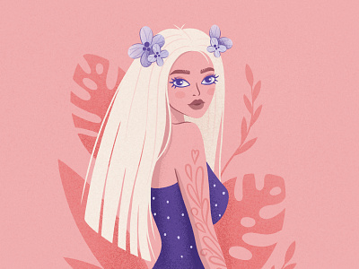 Nika botanic caracter design flower girl illustration portrait procreate