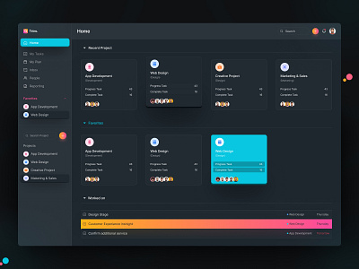 Project Management Dashboard Dark UI KIT - Trim