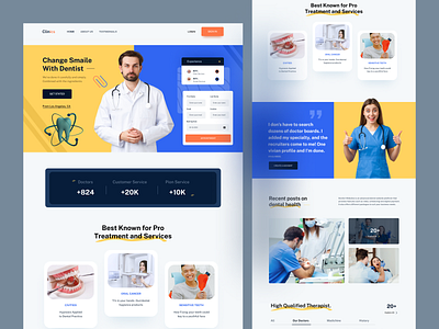 Dental Website Design - Clinic clinic web design colorful ui design design doctor website homepage landing page ui design ui ui design ui resource ui resourcees 2022 uihut webdesign website website design